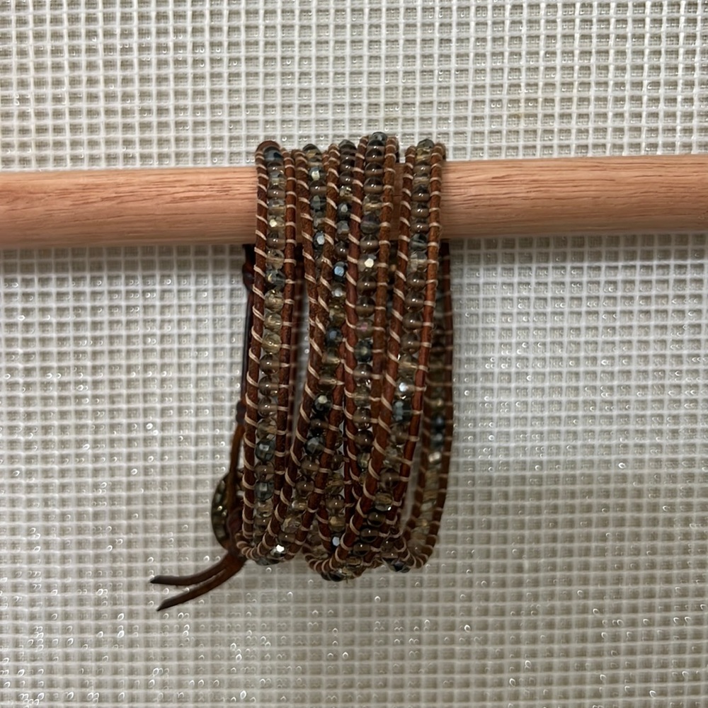 Brown Neutral Crystal Wrap Bracelet